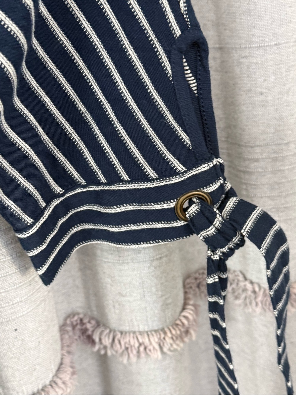 Chaps Woman's Striped 3/4 Sleeve Boat Neck Navy Top, Coastal, Summer SIZE XL - Picture 6 of 8